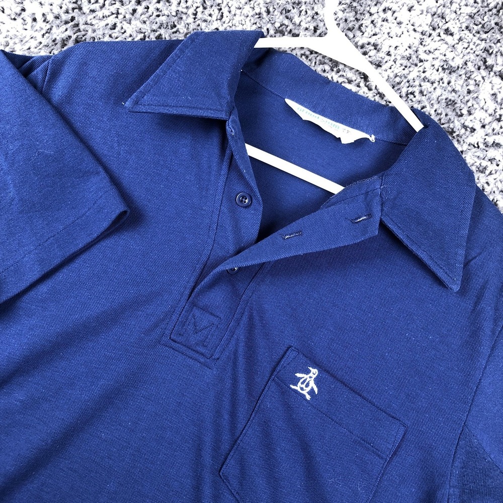 Vintage Munsingwear Shirt Mens Medium Blue Grand Slam‎ Golf Polo Made USA
